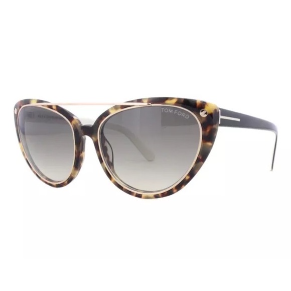 Tom Ford TF 384 56B Edita Havana Cream Grey Fade - Picture 3 of 7